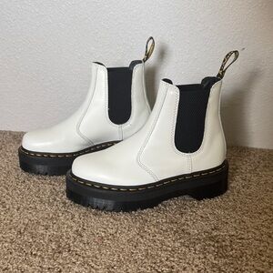 White Platform Doc Marten Chelsea Boots